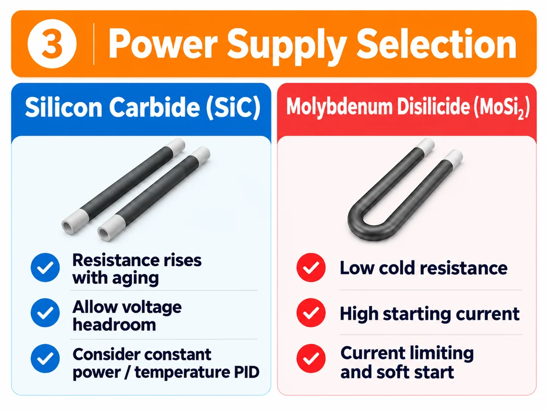Voltage headroom for SiC and current-limited soft starting for MoSi2